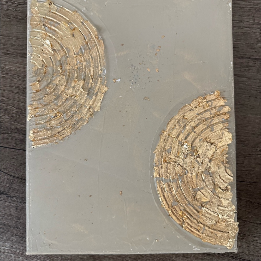 Abstract Gold and Gray Canvas Art